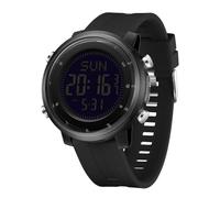 Forrader Men’s Digital Sports Watch, Waterproof Military Watch with Flashlight, Dual Time, Stopwatch Countdown Alarm Snooze, Silicone Strap Outdoor Electronic Wrist Watch for Running Gym (All Black)