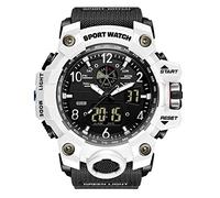 Forrader Men's Military Watches Outdoor Sports Watches for Men Waterproof Tactical Army Wristwatch Multi Function LED Alarm Stopwatch Digital Analog Watches (Black)