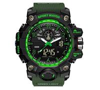 Forrader Men's Military Watches Outdoor Sports Watches for Men Waterproof Tactical Army Wristwatch Multi Function LED Alarm Stopwatch Digital Analog Watches (Army Green)