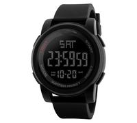 Forrader Men's Multifunctional Digital Sports Watch, Dual Time Waterproof Outdoor Silicone Watch, Chronograph, Alarm, EL Light, 12/24 Hours Clock (Black)