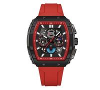 Forrader Mens Watches Stylish Chronograph Waterproof Luminous Silicon Strap Quartz Watch Multifunction Watches for Men Fashion Business Men Wrist Watch (Black Red)