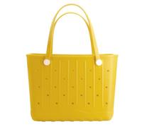 Forrader Rubber Beach Tote Bag, Large Waterproof Beach Bag for Pool Boat, Sports, Outdoor Washable Travel Tote Bag (yellow, M)
