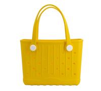 Forrader Rubber Tote Bag Small Beach Bag Waterproof Travel Bags Washable Tote Portable Open Handbag for Sports Beach Boat Outdoor (Yellow)