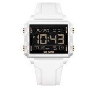 Forrader Square Men's Digital Watches Big Numbers Dial Large Face Watch for Men Waterproof LED Unisex Electronic Wrist Watches with Alarm Date Stopwatch (White Rose Golden)