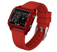 Forrader Square Men's Digital Watches Big Numbers Dial Large Face Watch for Men Waterproof LED Unisex Electronic Wrist Watches with Alarm Date Stopwatch (Transparent red-B)