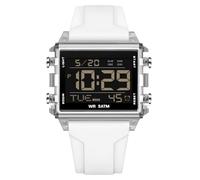 Forrader Square Men's Digital Watches Big Numbers Dial Large Face Watch for Men Waterproof LED Unisex Electronic Wrist Watches with Alarm Date Stopwatch (Translucent White)