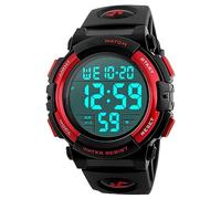 Forrader Watches for Men Large Face Digital Men’s Watch Sports Waterproof LED Military Wristwatches Chronograph Alarm Clock (red)