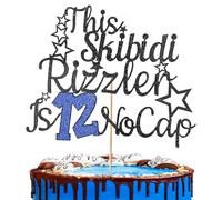 ForraFun 1 Pcs This Skibidi Rizzler Is 12 No Cap Cake Topper Happy 12th Birthday Cake Pick 12th Birthday Party Decorations Supplies for Cheers to 12 Years Old Anniversary Party Supplies