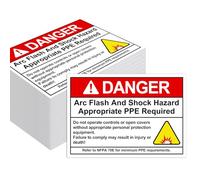 ForraFun 100 PCS Danger Arc Flash and Shock Hazard Label - 5 x 3.5" Warning Safety Appropriate PPE Required Signs for Electrical Workplace
