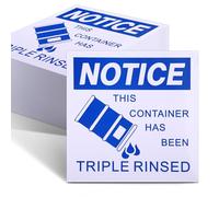 ForraFun 100 Pcs This Container Has Been Triple Rinsed Labels 6 x 6 Inch Vinyl Triple Rinsed Label Sign Waterproof Oil Resistant Tear Proof Industrial Labels for Warehouse Factory and Outdoor