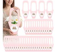 ForraFun 100 Sets Fresh off the Market Bridal Shower Supplies Flower Gift Bags with Handle Logo Stickers Conical Bouquet Wrapping Bags for Wedding Bachelorette Engagement Party Supplies(Pink)