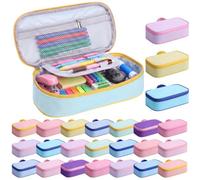 ForraFun 24 Pcs Pastel Zipper Pencil Cases with Handle, Large Capacity Pencil Pouch Organizer, Canvas Pen Storage Bags for Back to School Classroom Rewards Prize Gifts Supplies