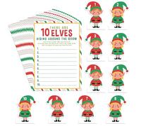 ForraFun 26 Pcs Christmas Holiday Elf Game Card Hiding Around The Room with 16 Elf Game Card Christmas Birthday Party Activities for Class School Home Decoration
