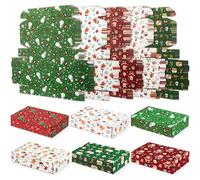 ForraFun 30 Pack Christmas Gift Boxes Xmas Shipping Boxes Decorative 6 Designs Empty Recyclable Cardboard Xmas Mix Pattern Christmas Box for Wrapping Holiday Present Business(9 x 6 x 2 in)