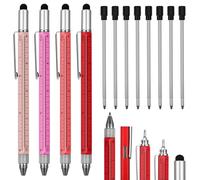 ForraFun 4 Pcs 6 in 1 Multitool Pen for Women Multitool Pen Combines Ballpoint Stylus Screwdriver Level Ruler Birthday Gifts for Mom Wife Sister Bestie Friend Stuff Tools Gadget
