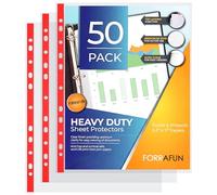 ForraFun 50 Pack Sheet Protectors, Red Edge Heavy Duty Standard 8.5 x 11 Inch Paper Page Protectors for 3 Ring Binder Clear Binder Sleeves Document Protector for Office Stationery Supplies