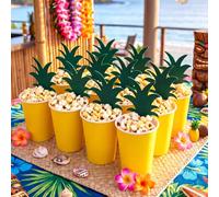 ForraFun 50 Set Pineapple Party Popcorn Box Decoration Hawaiian Pineapple Paper Box with Glue Points and Cards Hawaiian Table Decor Pineapples Popcorn Bucket for Summer Hawaiians