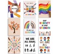 ForraFun 9 Pcs Diversity Posters for Classroom Inclusion Prints & Decoration 8.27 x 11.81 inch Laminated School Counselor Office Design High School Learning Decor Safe Space Sign Rainbow Multicultural