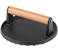 FORREC Cast Iron Round Press Steak Meat Grill Heavy Duty Weight BBQ Tool with Wood Handle Camping Supplies
