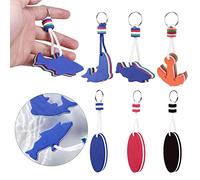 Forreen Floating Keyring, 6 Pieces Floating Keychain Portable Oval Dolphin Shark Anchor Shaped EVA Foam Lightweight Floating Key Chain for Surfing Swimming Diving Fishing Sailing