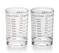 Forreen Measuring Cup Glass, 2 Pieces 90ml Shot Glasses with Scale Small Transparent Measuring Cups Heavy Mini Espresso Shot Cup for Lab Household Kitchen Cooking Baking Measure