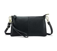 FORRICA Black Clutch Bag for Women - Genuine Leather Cross Body Bag, Ladies Small Crossbody Phone Purse for Wedding, Evening & Party
