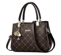 FORRICA Women Handbag Exquisite Pendant Shoulder Bag Elegant Maple Leaf Top Handle Bag PU Leather Handbags for Ladies Brown Handle B