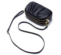 FORRICA Womens Crossbody Bag Phone Bag Genuine Leather Small Shoulder Bag Purse Ladies Wallet Large Capacity Clutch with 3 Zip Compartments Black