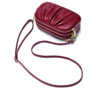 FORRICA Womens Crossbody Bag Phone Bag Genuine Leather Small Shoulder Bag Purse Ladies Wallet Large Capacity Clutch with 3 Zip Compartments Red