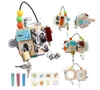 Forroby 15-in-1 Montessori Activity Cube, Fidget Toy, Stress Relief Cube, Toddler & Child Educational Toy, Wooden Busy Board with 15 Activities