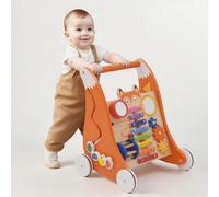 Forroby 2 in 1 Baby Walker Wooden Push Along for Toddlers with Activity Center,Anti-Slip First Steps Learning Walker for Babies with Montessori Game Panel,Gift for Girls and Boys 9 Months+