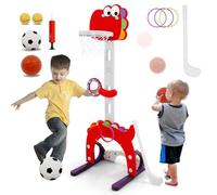 Forroby 5 in 1 Basketball Hoop for Children, Indoor and Outdoor Portable and Height Adjustable 100-120 cm, Outdoor Games with Various Accessories, from 3 to 8 Years
