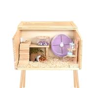 FORRTY Guinea Pig Cage Acrylic Hamster Cage Hamster Cage Ferret Cage Small Animal Cage Wooden Hamster Cage Transparent Hamster Cage Hamster villa cage large space breeding box with stand+hamster toys(