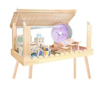 FORRTY Guinea Pig Cage Acrylic Hamster Cage Hamster Cage Ferret Cage Small Animal Cage Wooden Hamster Cage Transparent Hamster Cage Hamster villa cage large space breeding box with stand+hamster toys(