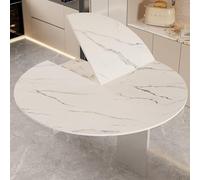 FORRTY Large Round Foldable Table Top,120cm - 200cm(47.2-78.7in) Diameter Foldable Table Top Extender Space Saving,Round Foldable Table Top Only(White,130cm(51.1in))