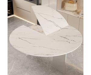 FORRTY Large Round Foldable Table Top,120cm - 200cm(47.2-78.7in) Diameter Foldable Table Top Extender Space Saving,Round Foldable Table Top Only(White,120CM(47.2in))