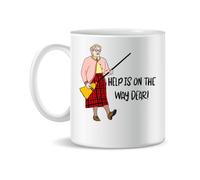 Forsca Mrs Doubtfire Help Is On The Way Dear Ceramic Tea Coffee Mug 330ml Magic White Pink Black 330ml