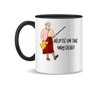 Forsca Mrs Doubtfire Help Is On The Way Dear Ceramic Tea Coffee Mug 330ml Magic White Pink Black 330ml
