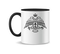 Forsca Orthodox Christian Double Headed Byzantine Eagle Ceramic Tea and Coffee Mug, 330 ml, Magic White Pink Black 330 ml