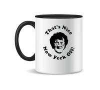 Forsca Thats Nice Now Feck Off! Mrs Browns Polite Way to Say Off Ceramic Tea and Coffee Mug, 330ml, Magic White Pink Black 330ml