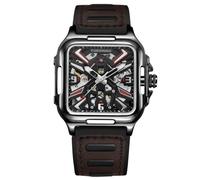 FORSINING Automatic Mechanical Wrist Watch for MeMenns Waterproof Watches with Stainless Steel Skeleton Transparent Dial with Carving, Black