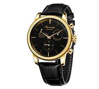 FORSINING Men Automatic Watch Power Reserve Date Display Fashion Mechanical Wristwatch, Black, Mechanical,Self-winding,Automatic Watch