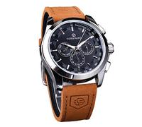 FORSINING Men Watch with Brown Genuine Leather Band Automatic Mechanical Military Watches Calender Date Fashion Business Black Dial