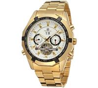 Forsining Men's Automatic Mechanical Transparent Crystal Tourbillon Calendar Wrist Watch FSG340M4G2