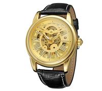 FORSINING Men's Automatic Self-wind Steampunk Skeleton Leather Strap Unique Trendy Quality Wristwatches