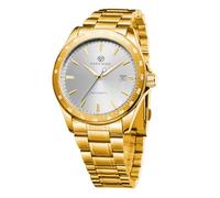 FORSINING Men's Automatic Self Wind Watch Date Window Display Stainless Steel Watch, Gold White, Classic
