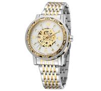 FORSINING Men's Automatic Stainless Steel Chronograph Watch Easy Read Diamond Skeleton Luxury Waterproof Roman Numerals Wrist Watch