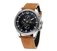 FORSINING Men's Automatic Tourbillon Waterproof Calendar with Brown Leather Band Wrist Watch, Black and Brown2, Casual