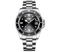FORSINING Mens Automatic Watch Hand Winding Mechanical Men Wristwatch Stainless Steel Band Analogue Watches Fashion Business,Black
