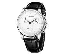 FORSINING Men's Automatic Watch Power Reserve Date Display Fashion Mechanical Wristwatch, White and Black, Classic